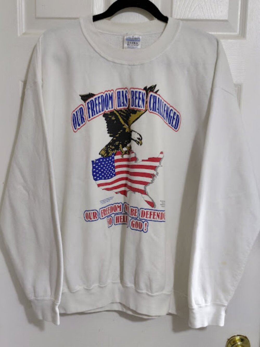 Vintage 2001 9/11 USA Eagle Patriotic American "Our Freedom" Crewneck Sweatshirt